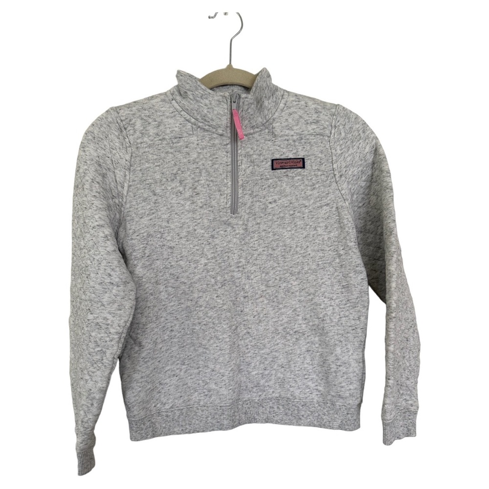 Vineyard Vines Grey Quilted Quarter Zip Sweatshirt Girls L(14) - Picture 1 of 10